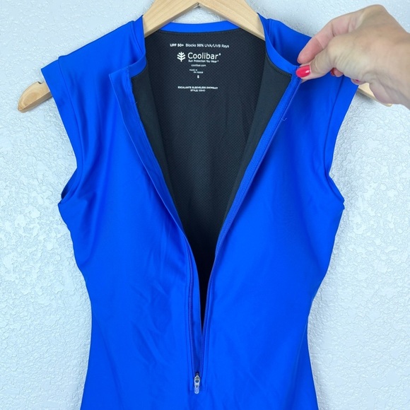 Coolibar Escalante Sleeveless Swimsuit, Blue S - Sun Protection, EUC, Zip Front - Picture 6 of 11